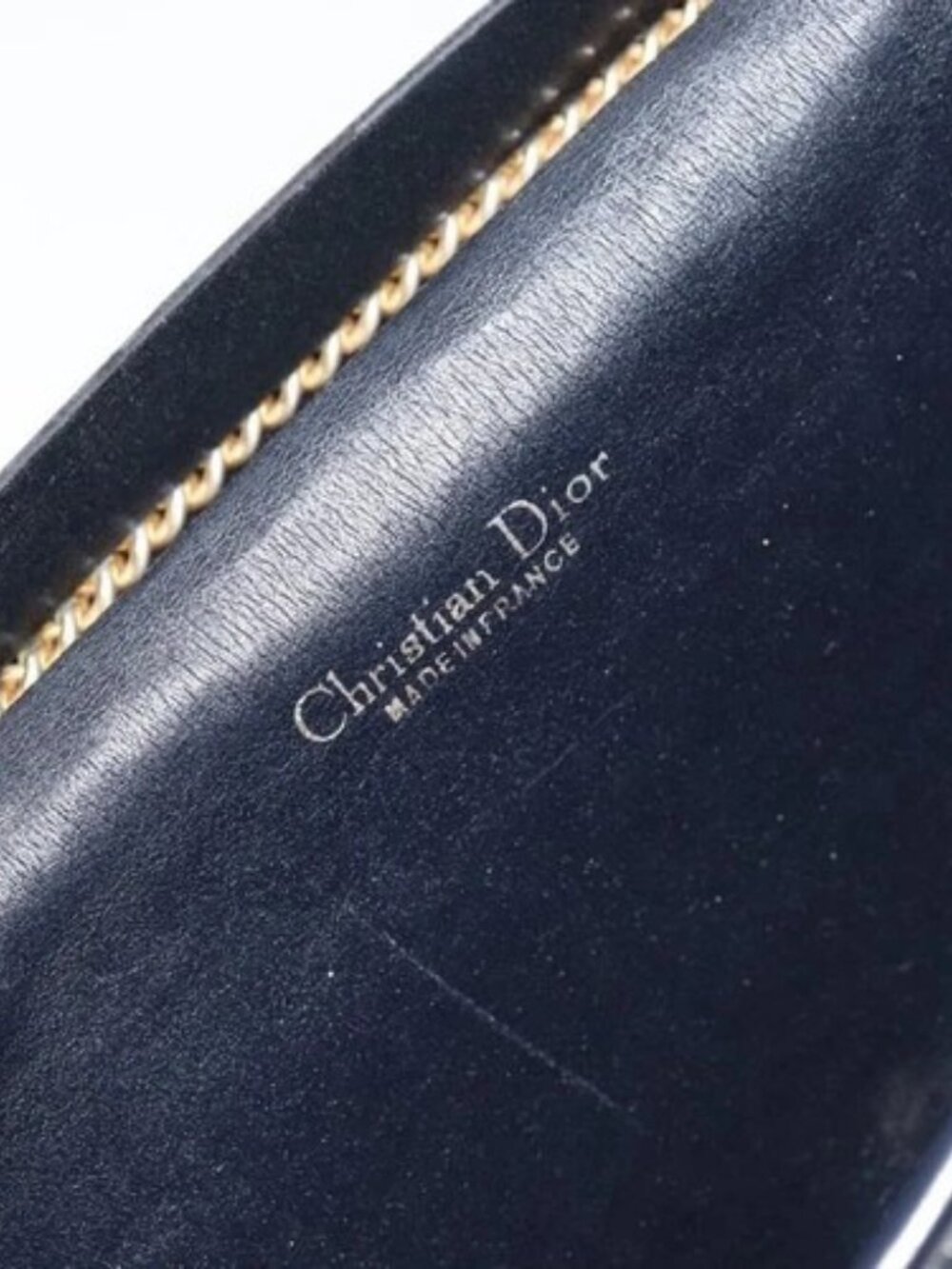 Christian Dior Trotter Canvas Chain Shoulder Bag Navy Auth 149106A - Picture 10 of 16